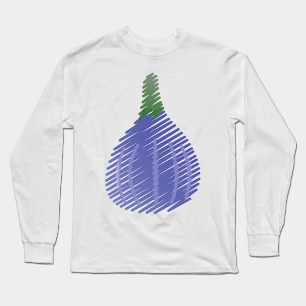 Purple Fig Sketch Long Sleeve T-Shirt by Hedgie Designs